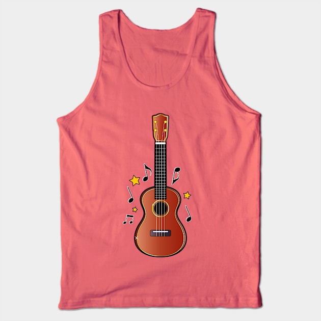 Ukulele with Notes and Stars Tank Top by PenguinCornerStore